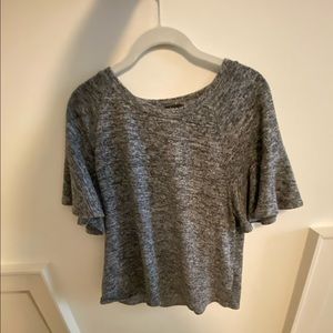 Soprano grey flutter sleeve cozy shirt